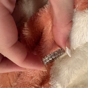 Crystal Eternity Band Ring in Silver Tone